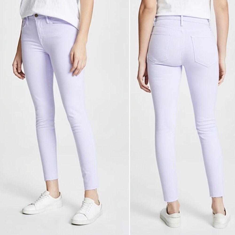 FRAME Denim Le High Skinny Raw Hem Ankle Jeans in Lavender Purple Size 26 | 2